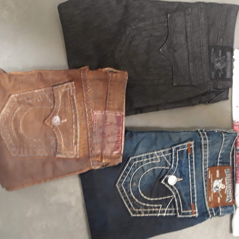 Lot of 3 True Religion Ricky T jeans 38x32